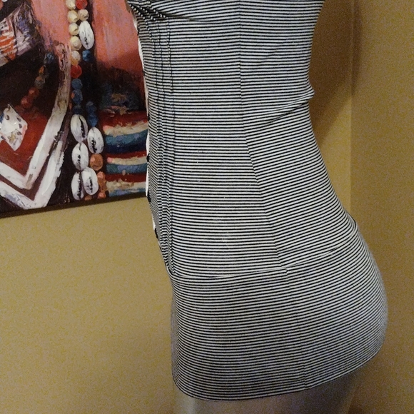 Mandee y2k striped tank bustier rockabilly punk goth pin up top black grey small - Picture 5 of 10
